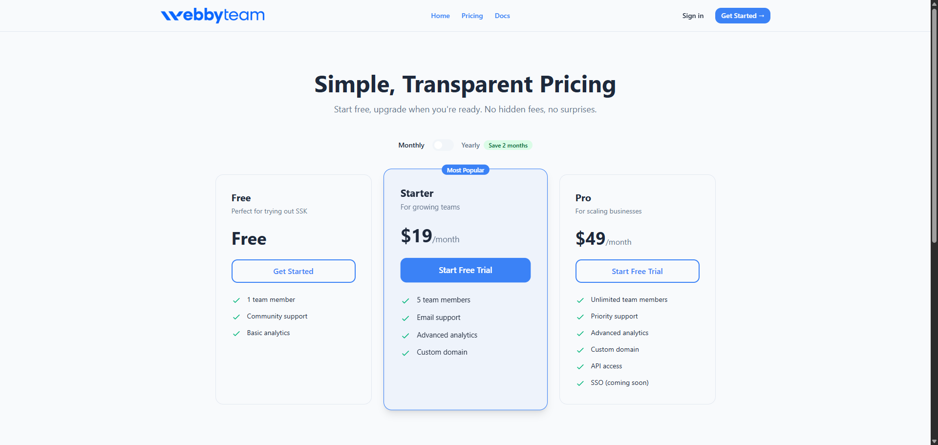 Pricing Page